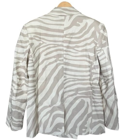 NWT Anine Bing Kaia‎ Blazer Oversized Linen Blend Zebra Stripe Double Breas Sz M - Picture 3 of 11
